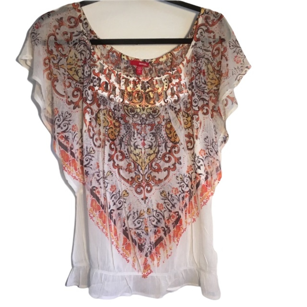 BONGO blouse orange yellow cream boho size…
